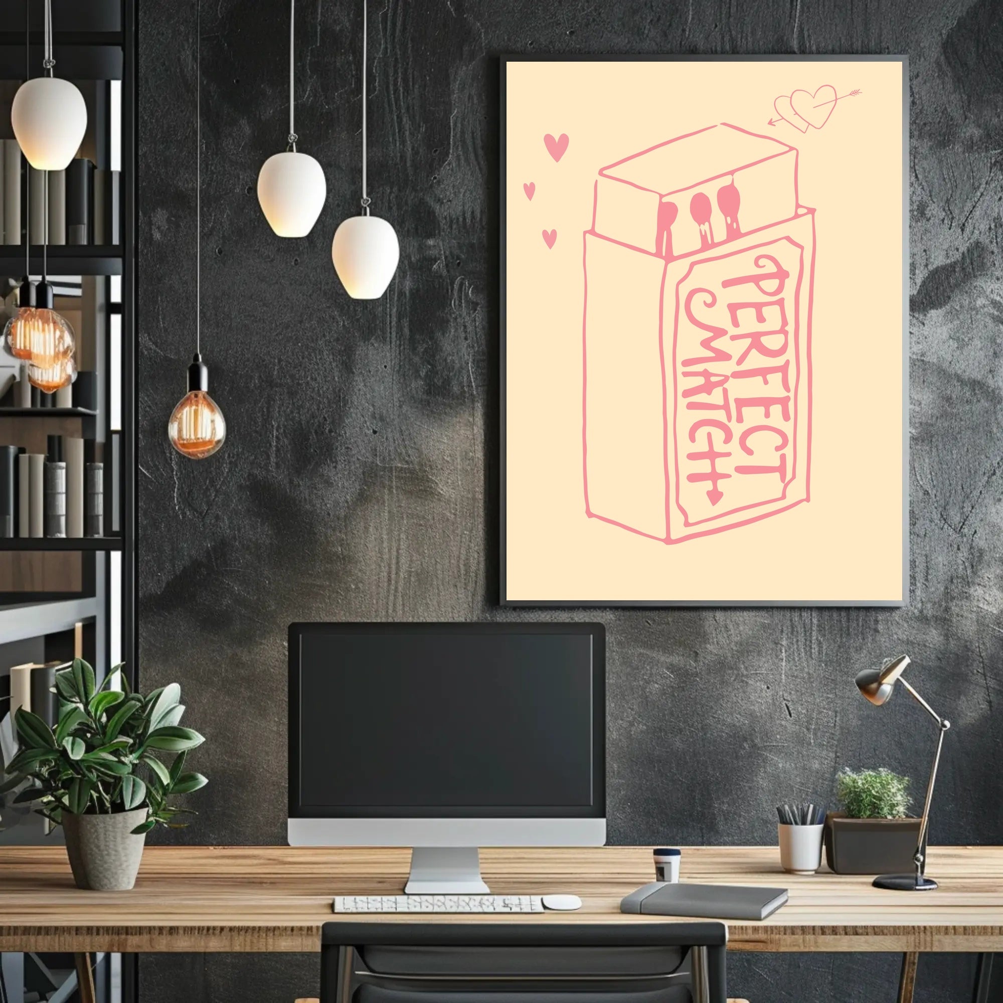 Perfect Match: Love Romance Minimalist Design Artistic Poster PosterGoat