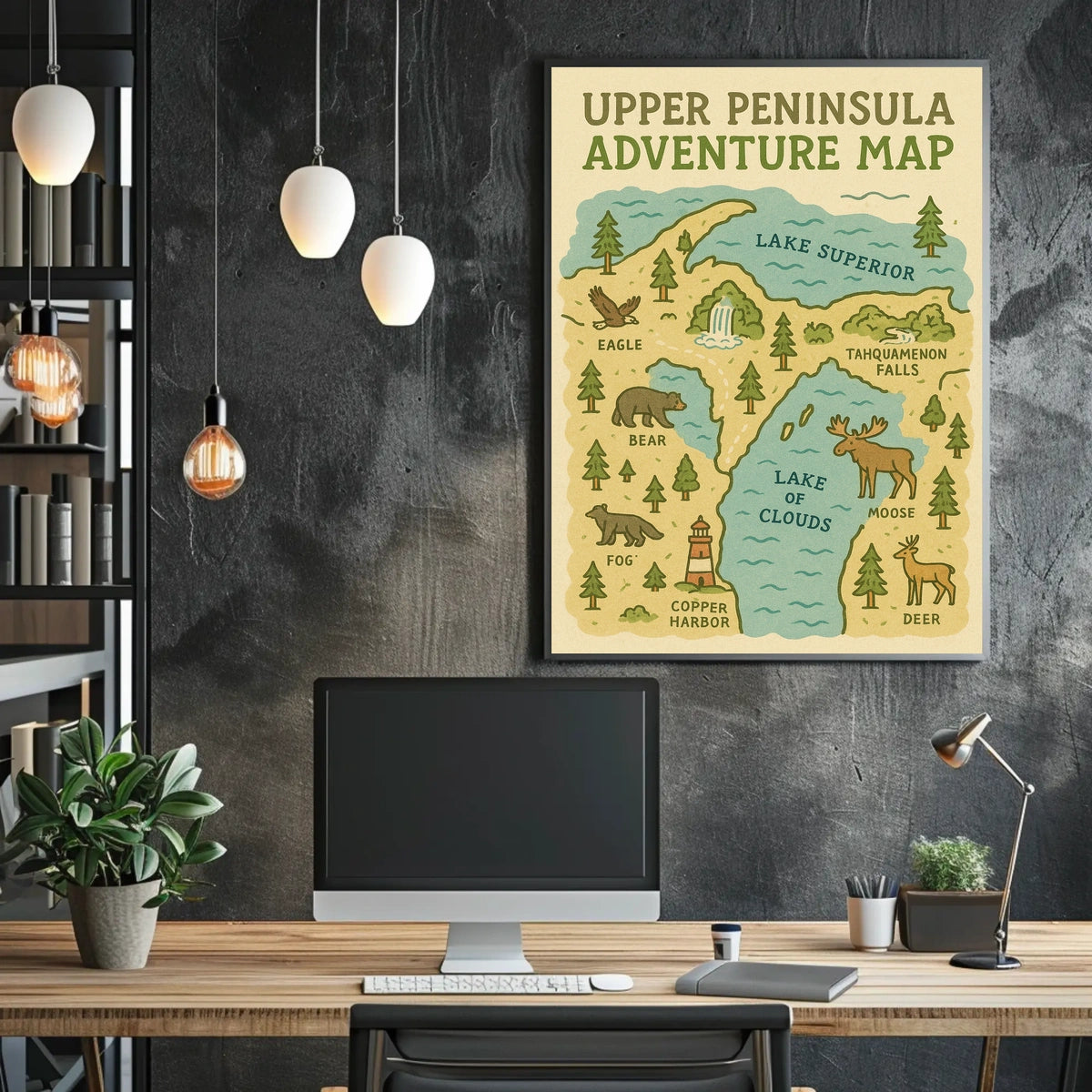 Upper Peninsula Adventure Map Poster