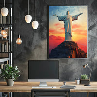 Christ The Redeemer At Sunset Poster