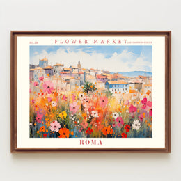 Vibrant Flower Market in Italy Travel Poster
