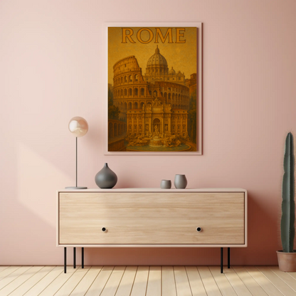 Rome Vatican Trevi Colosseum Travel Poster