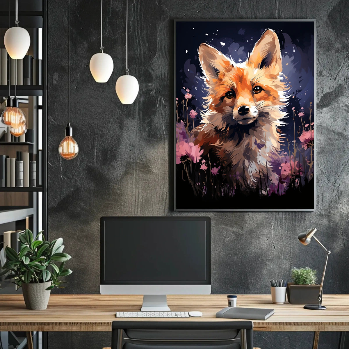 Enchanting Fox in Floral Fantasy Art Poster