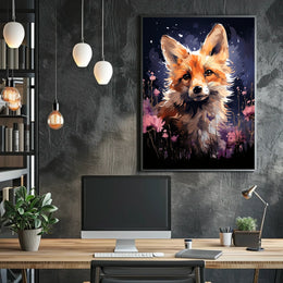 Enchanting Fox in Floral Fantasy Art Poster