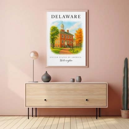 Wilmington Delaware Courthouse Autumn Travel Poster