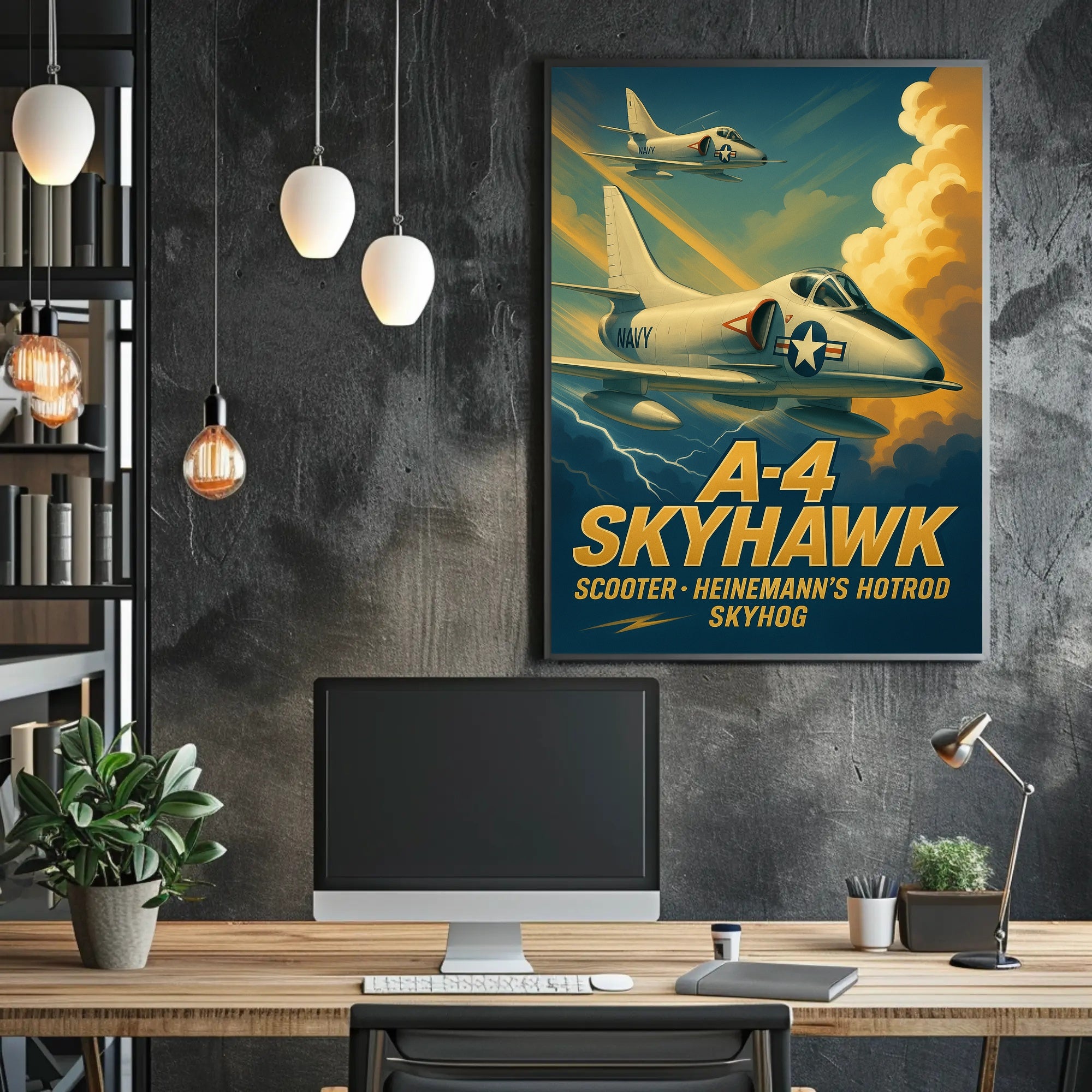 Skyhawk Jets Soaring Through Dramatic Sky Military Poster