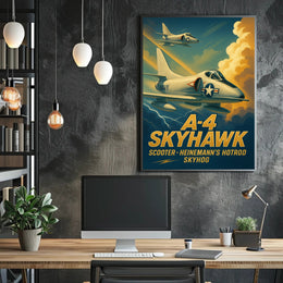 Skyhawk Jets Soaring Through Dramatic Sky Military Poster
