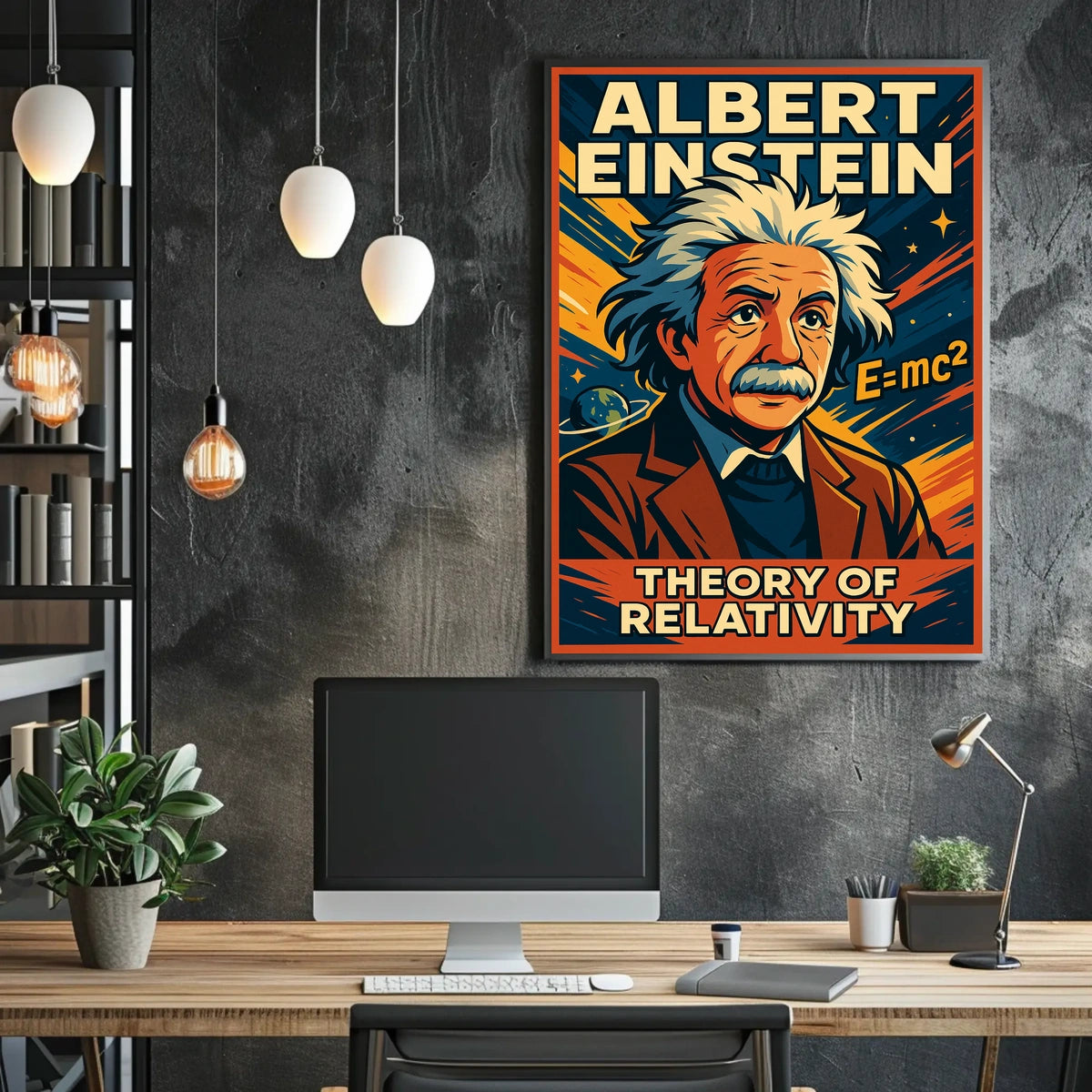 Albert Einstein Relativity Theory Vintage Cosmic Scenery Scientific Wall Art Wanderlust Poster