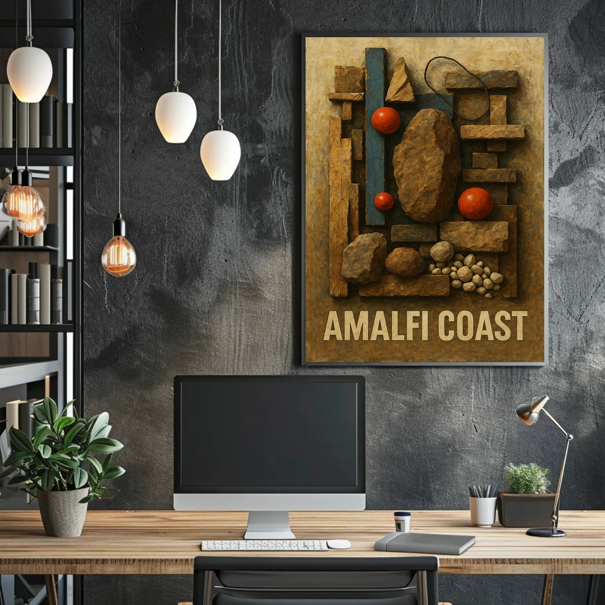 Amalfi Coast Art Poster Scenic Cliffside Decor 18x24