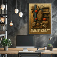 Amalfi Coast Art Poster Scenic Cliffside Decor 18x24