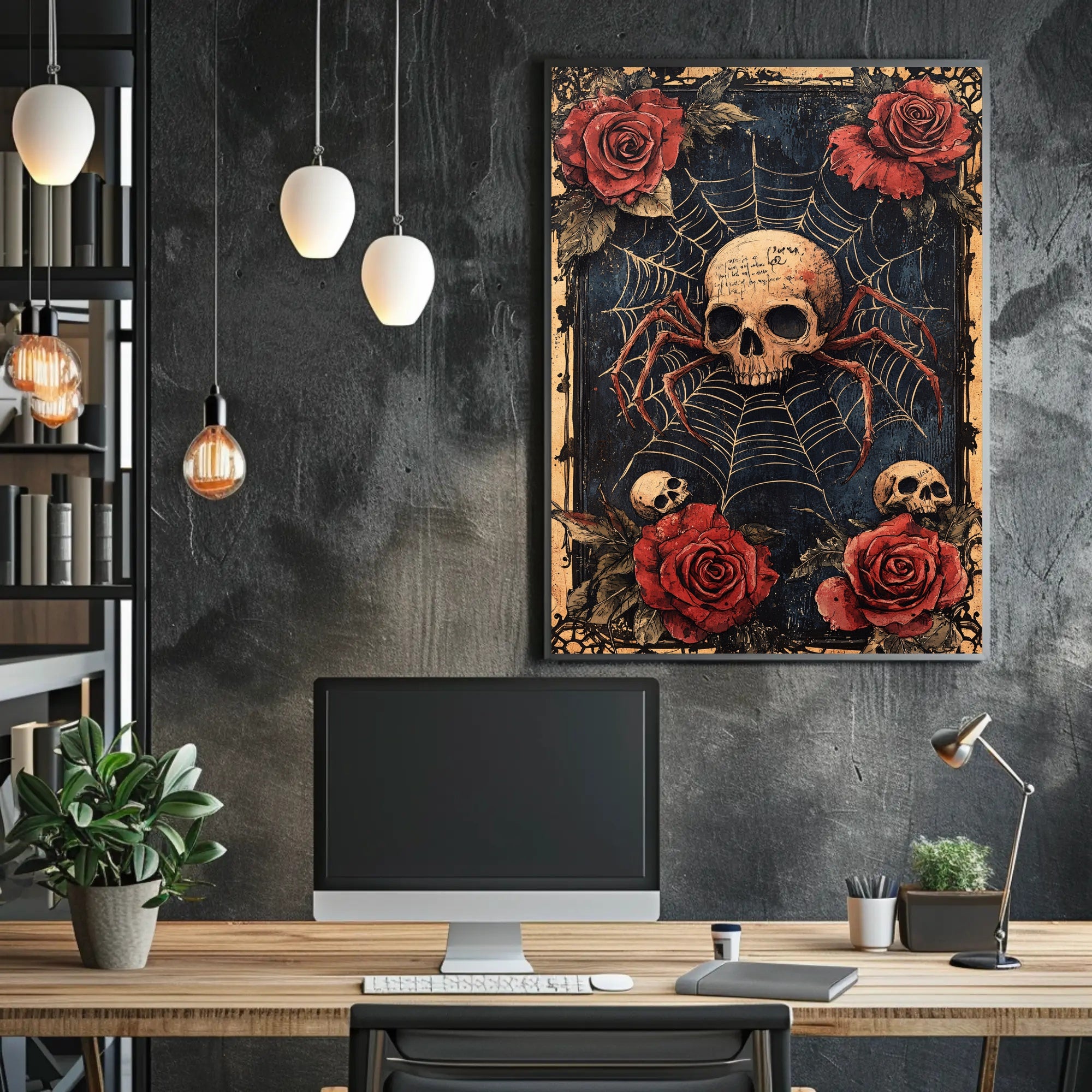 Web Of Roses And Skulls Poster