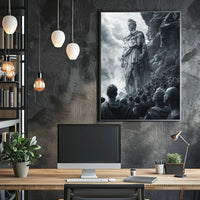 Post-Apocalyptic Survival Poster: Red Goggles Dystopia PosterGoat