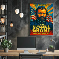 Ulysses S. Grant 18th President of the United States Colorful Comic Book Style Poster