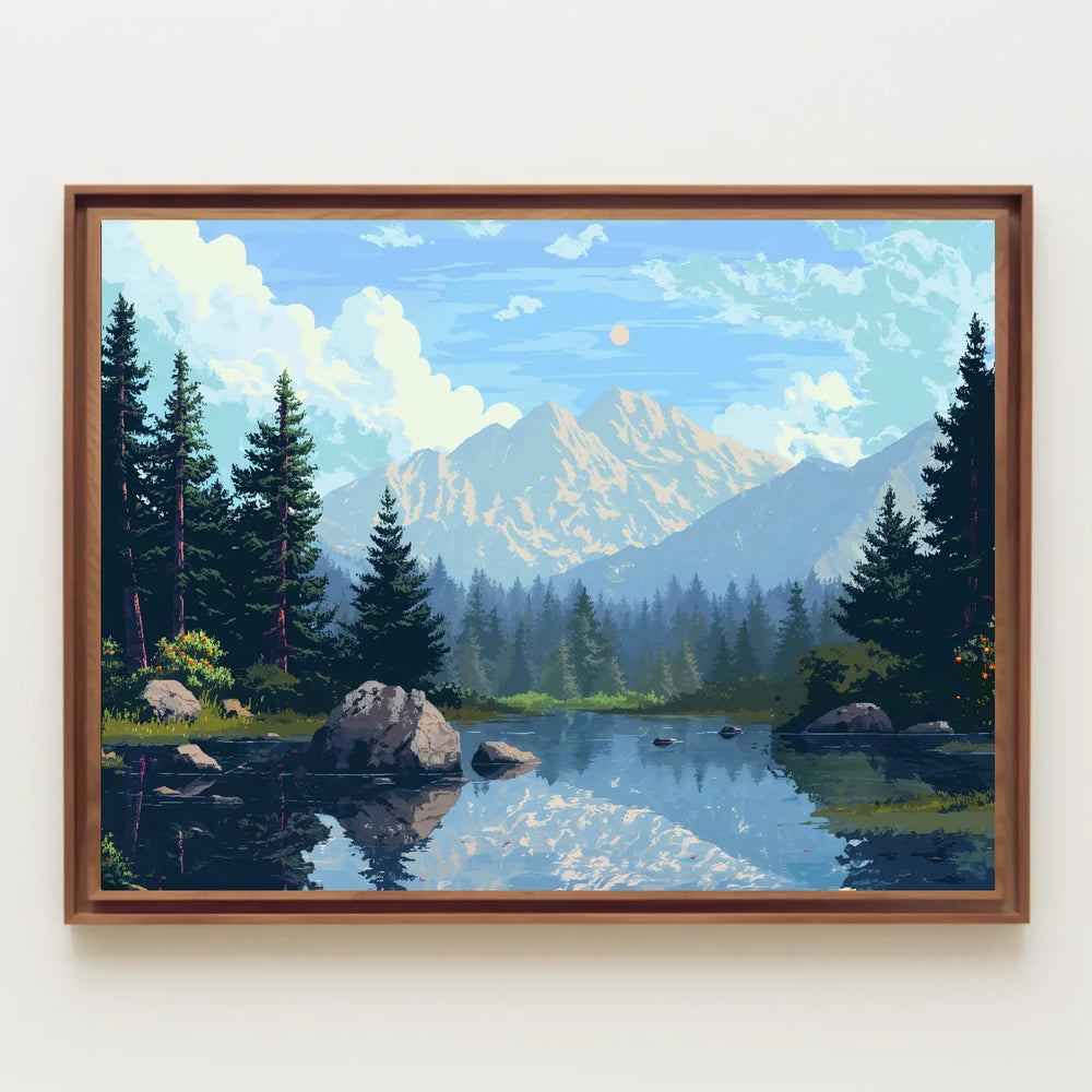 Tranquil Mountain Lake Vintage Travel Poster Art