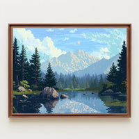 Tranquil Mountain Lake Vintage Travel Poster Art