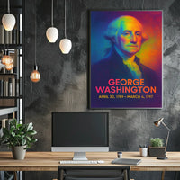George Washington 1st President of the United States Neon Gradient Overlay Poster