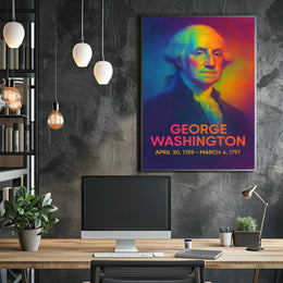 George Washington 1st President of the United States Neon Gradient Overlay Poster