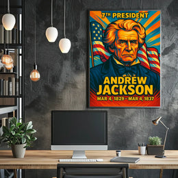 Andrew Jackson 7th President of the United States Colorful Comic Book Style Poster