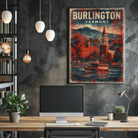 Burlington Vermont Cityscape Watercolor Wanderlust Poster