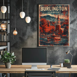Burlington Vermont Cityscape Watercolor Wanderlust Poster
