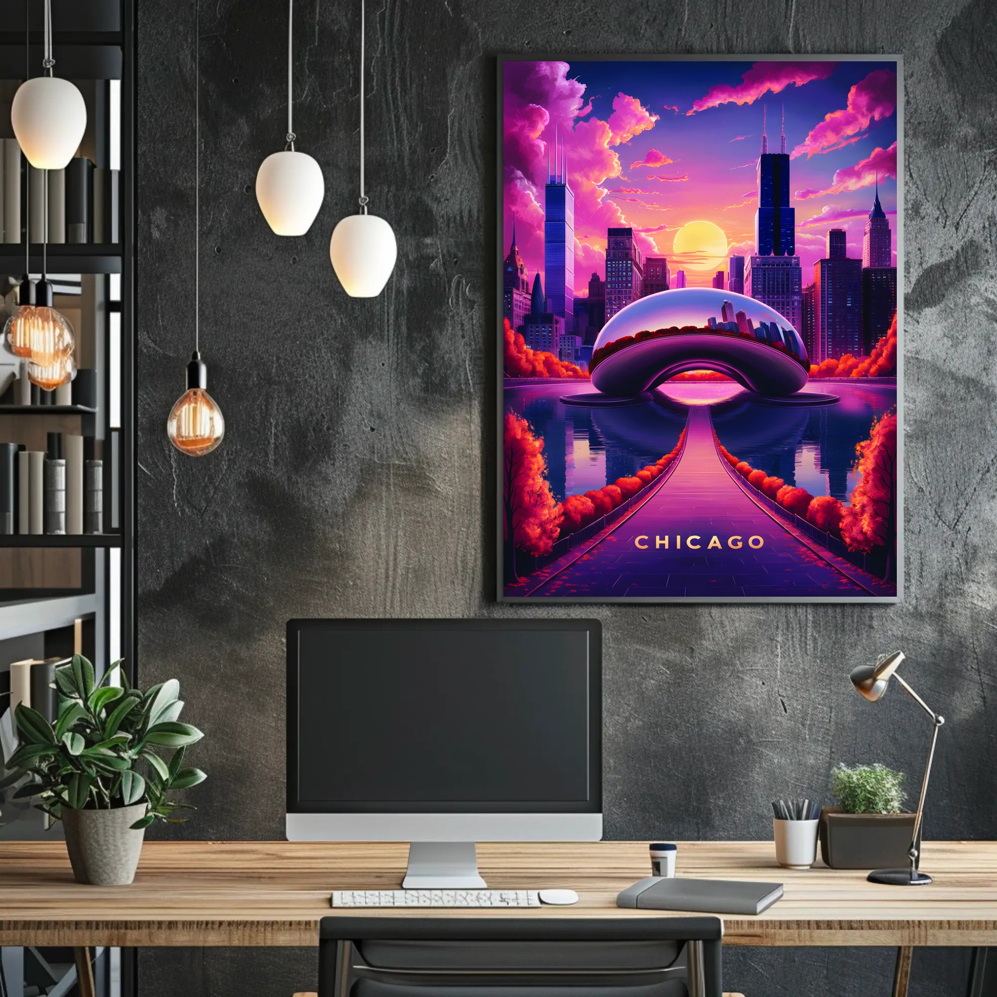 Dreamy Chicago Sunset Poster