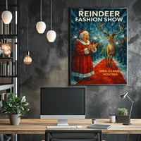 Reindeer Fashion Show Wonderland Festive Animal Poster