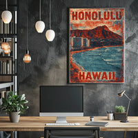 Honolulu Vintage Travel Nostalgia Seekers Art Deco Poster