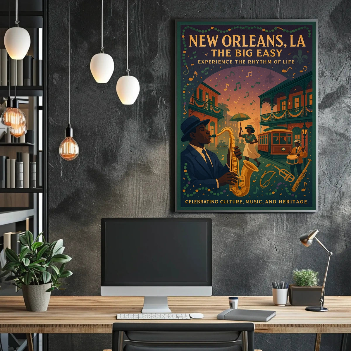 New Orleans Vintage Music Scene Art Poster