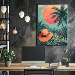 Panda Relaxing on Watermelon Art Poster PosterGoat