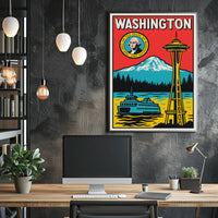 Washington State Landmarks Poster PosterGoat