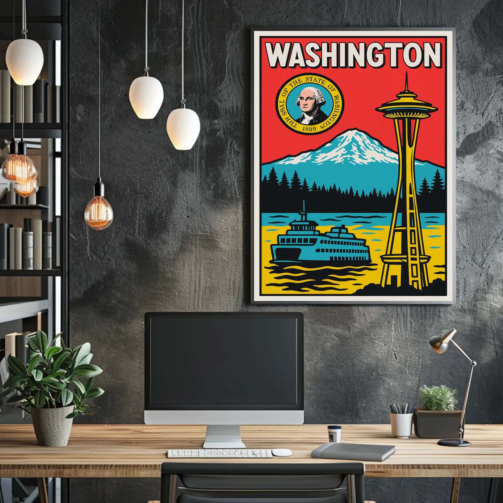 Washington State Landmarks Poster PosterGoat