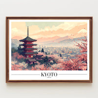 Kyoto Serenity: Cherry Blossoms and Pagoda Cultural Poster