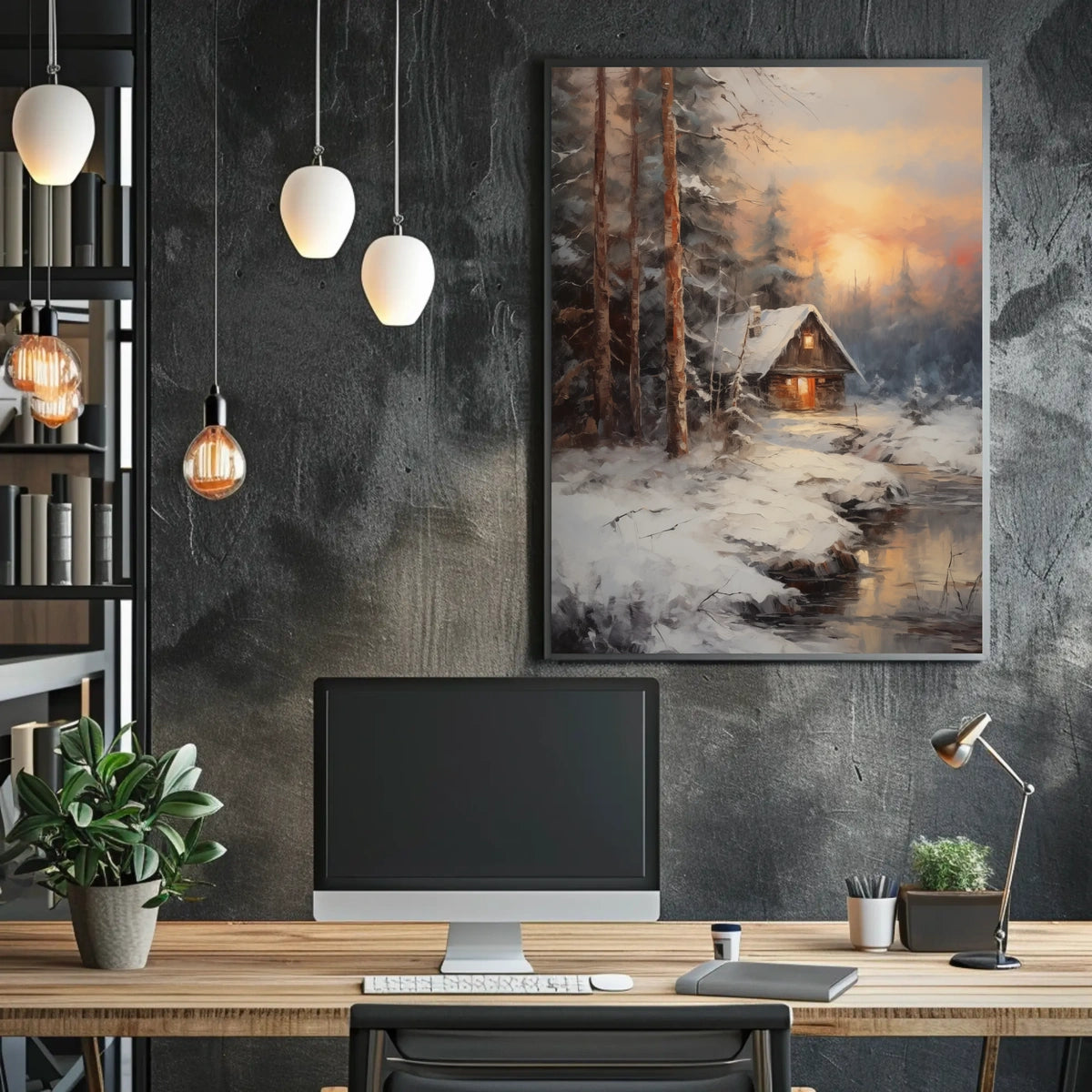 Winter Cabin Retreat Poster