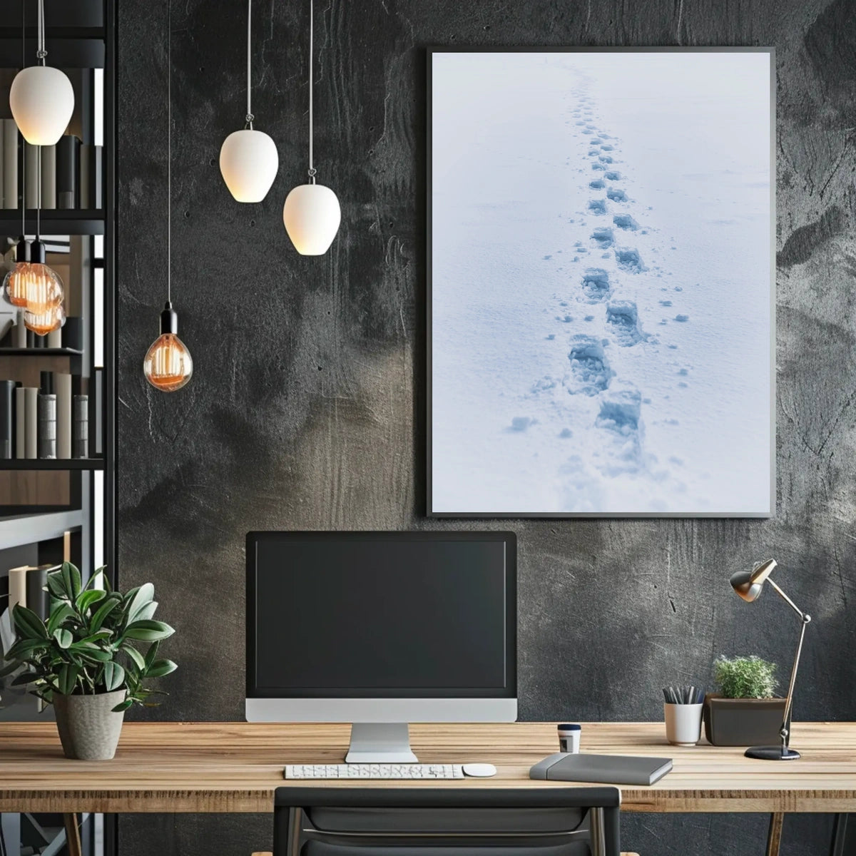 Winter Wilderness Footprints Landscape Poster - Abstract or Artistic Poster