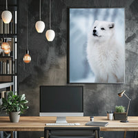 Arctic Fox in Serene Snowy Landscape Poster