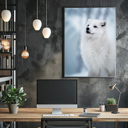Arctic Fox in Serene Snowy Landscape Poster