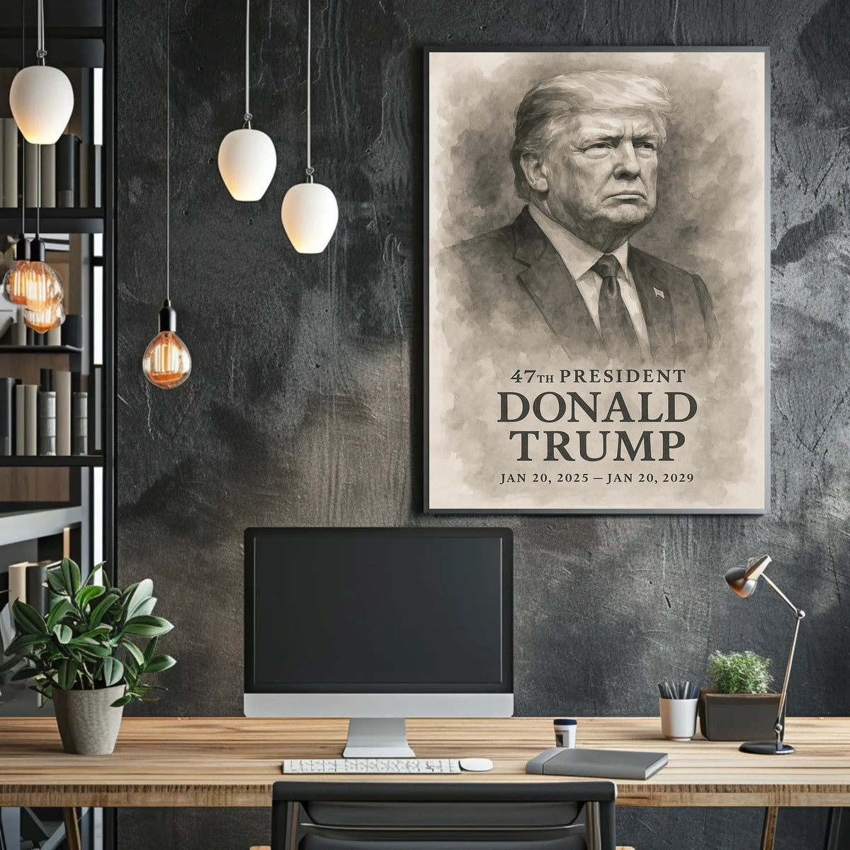 Donald Trump 47th President Iconic Patriotic Portrait Scenic Leadership Bold American Heritage Decor Gift Poster