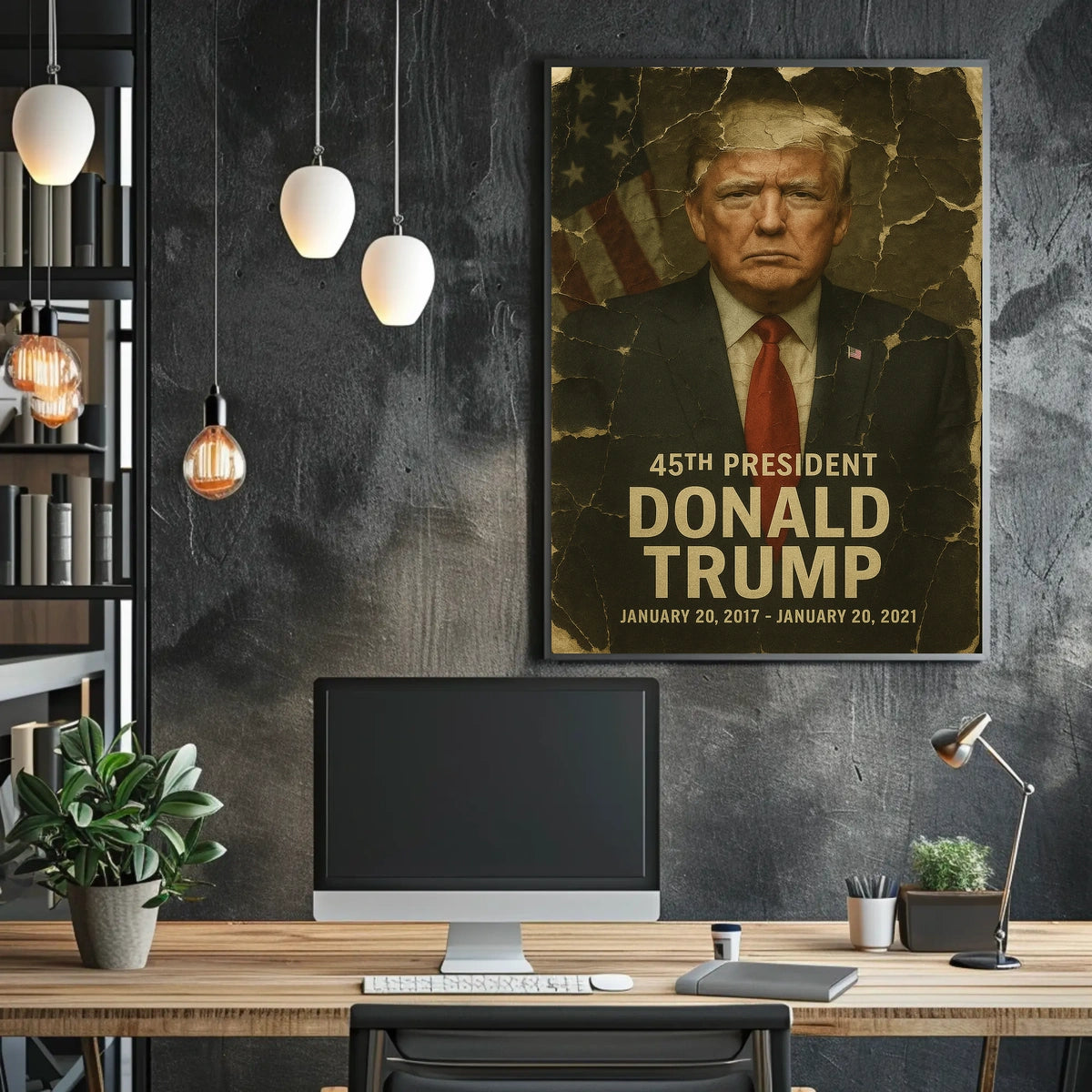 Donald Trump 45th President of the United States Damaged Photograph Poster
