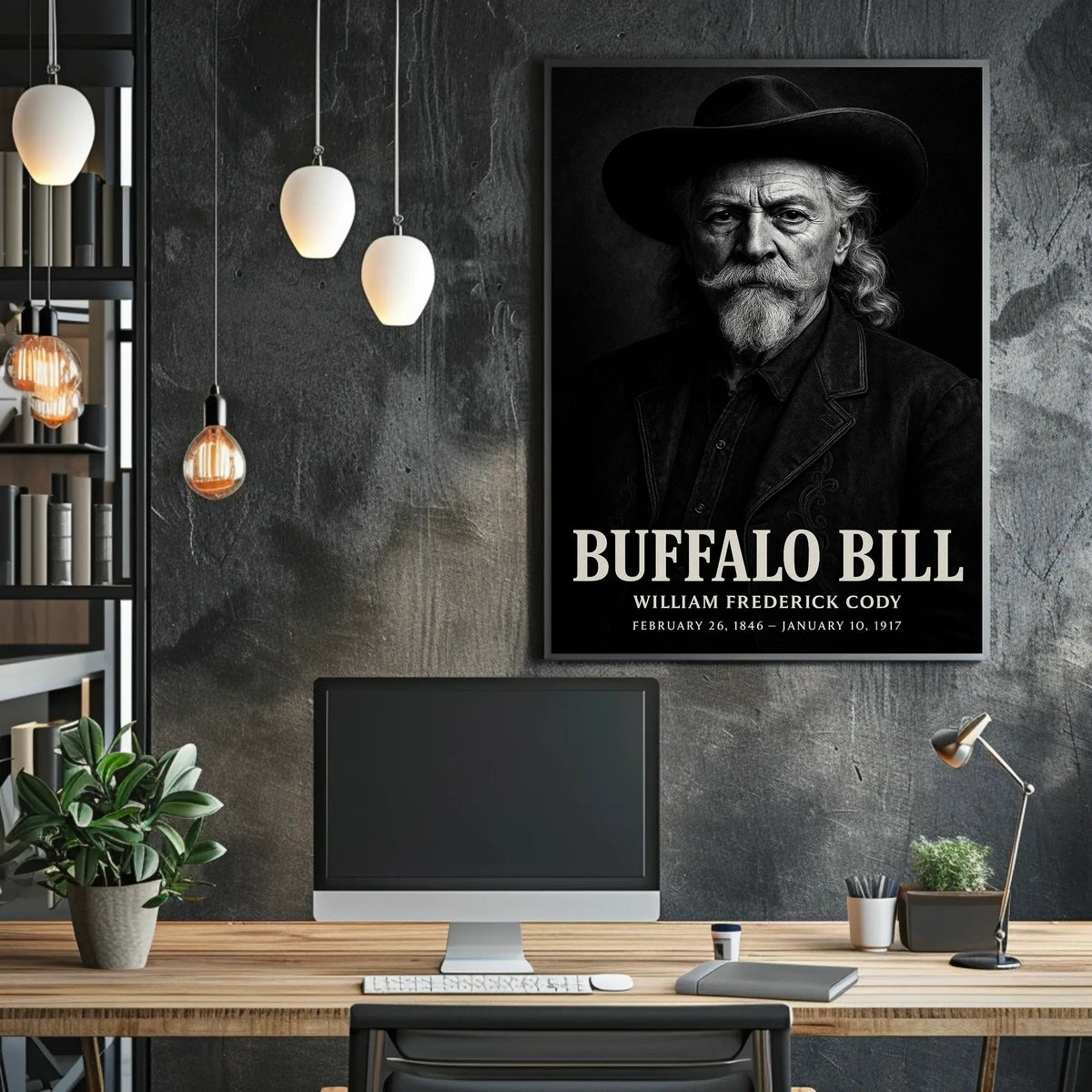 Buffalo Bill Monochrome Portrait Cultural or Heritage Poster
