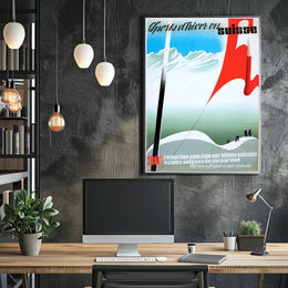 Swiss Skiing Vintage Design Winter Sports Poster PosterGoat