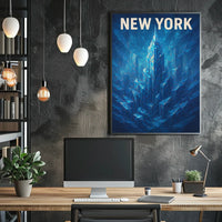 New York Skyline In Blue Poster