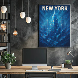 New York Skyline In Blue Poster