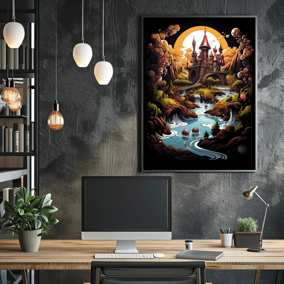 Enchanted Castle in Dreamlike Landscape Fantasy or Mythology Poster