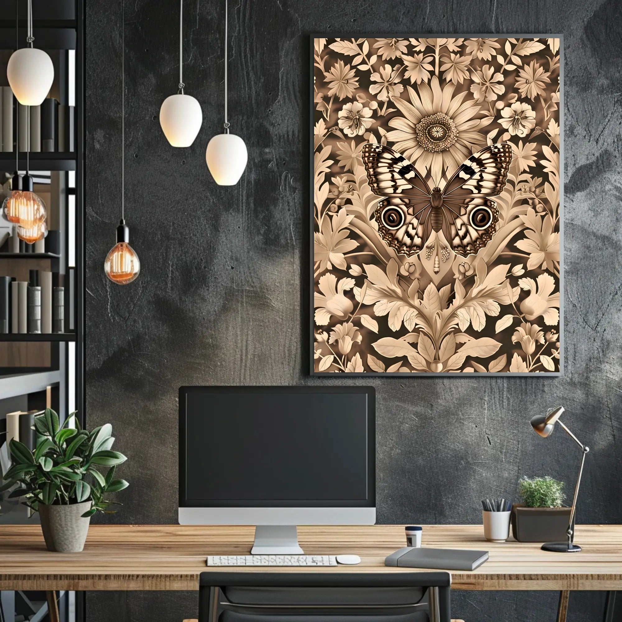 Butterfly and Floral Vintage Artwork Artistic Poster