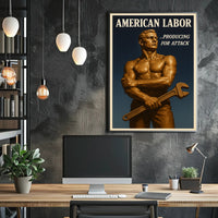 American Labor Strength in Wartime WWII Poster