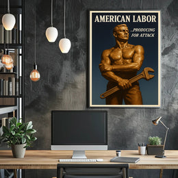 American Labor Strength in Wartime WWII Poster