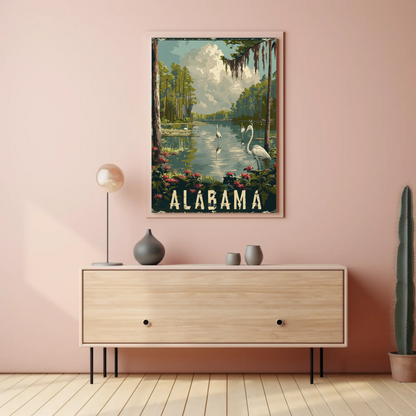 Alabama Wetlands and Herons Travel Poster