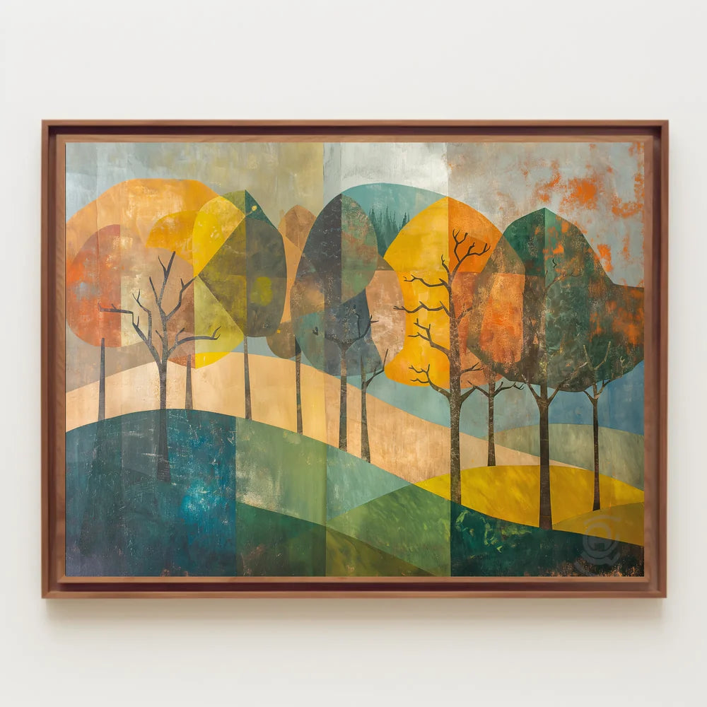 Abstract Seasonal Forest Landscape Geometric Art Poster