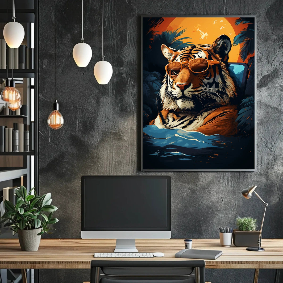 Tiger in Tropical Paradise Wall Art - Animal Poster