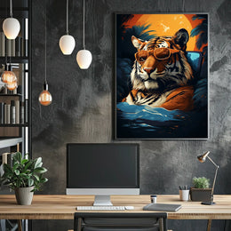 Tiger in Tropical Paradise Wall Art - Animal Poster