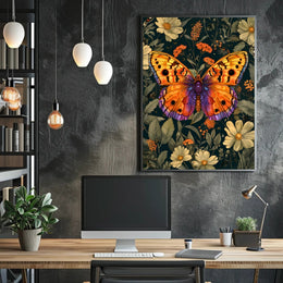 Vibrant Butterfly Garden Art: Abstract or Artistic Poster